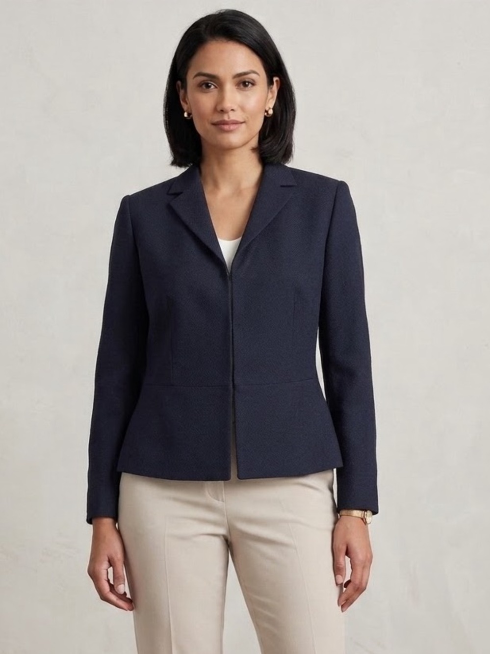 Caslon Wool Blend Blazer Size 8 Navy Tailored Jacket Workwear Career Classic